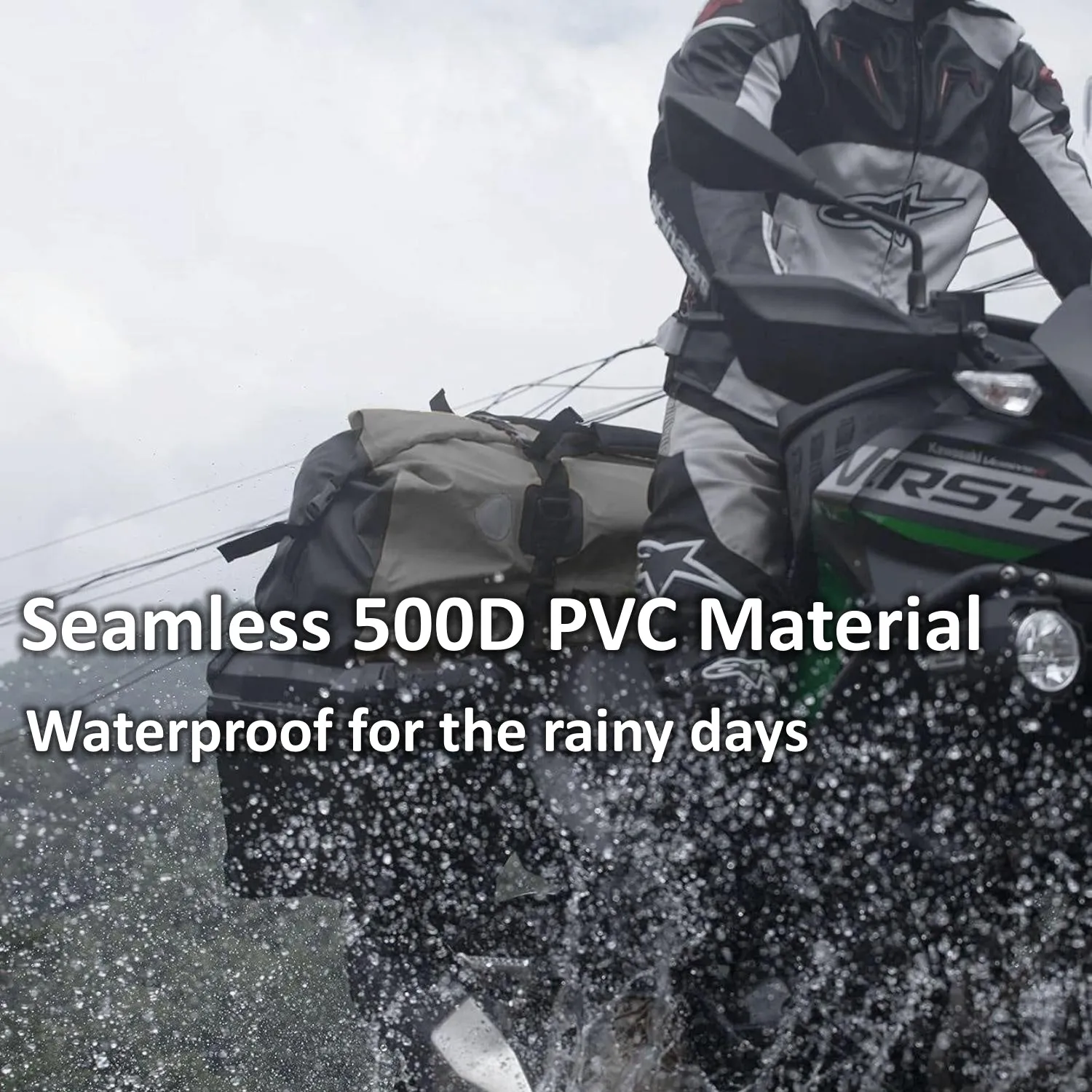 66L Waterproof PVC Motorcycle Tail Duffle Dry Bag - Grey