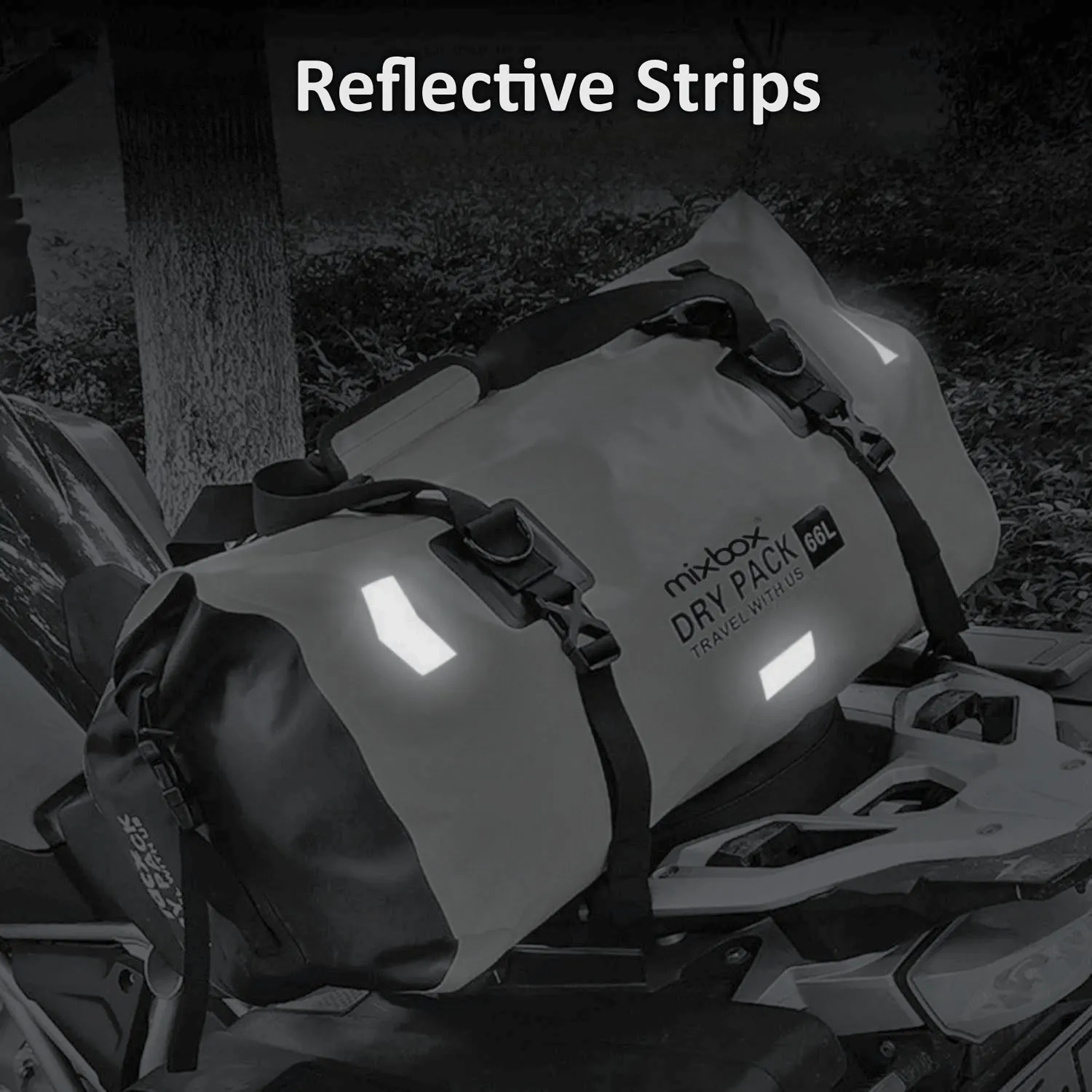 66L Waterproof PVC Motorcycle Tail Duffle Dry Bag - Grey