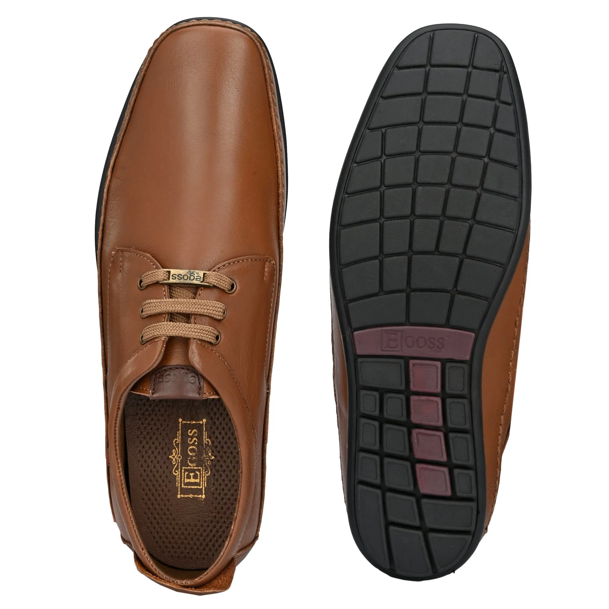 Egoss Leather Casual Lace-Up Shoes For Men