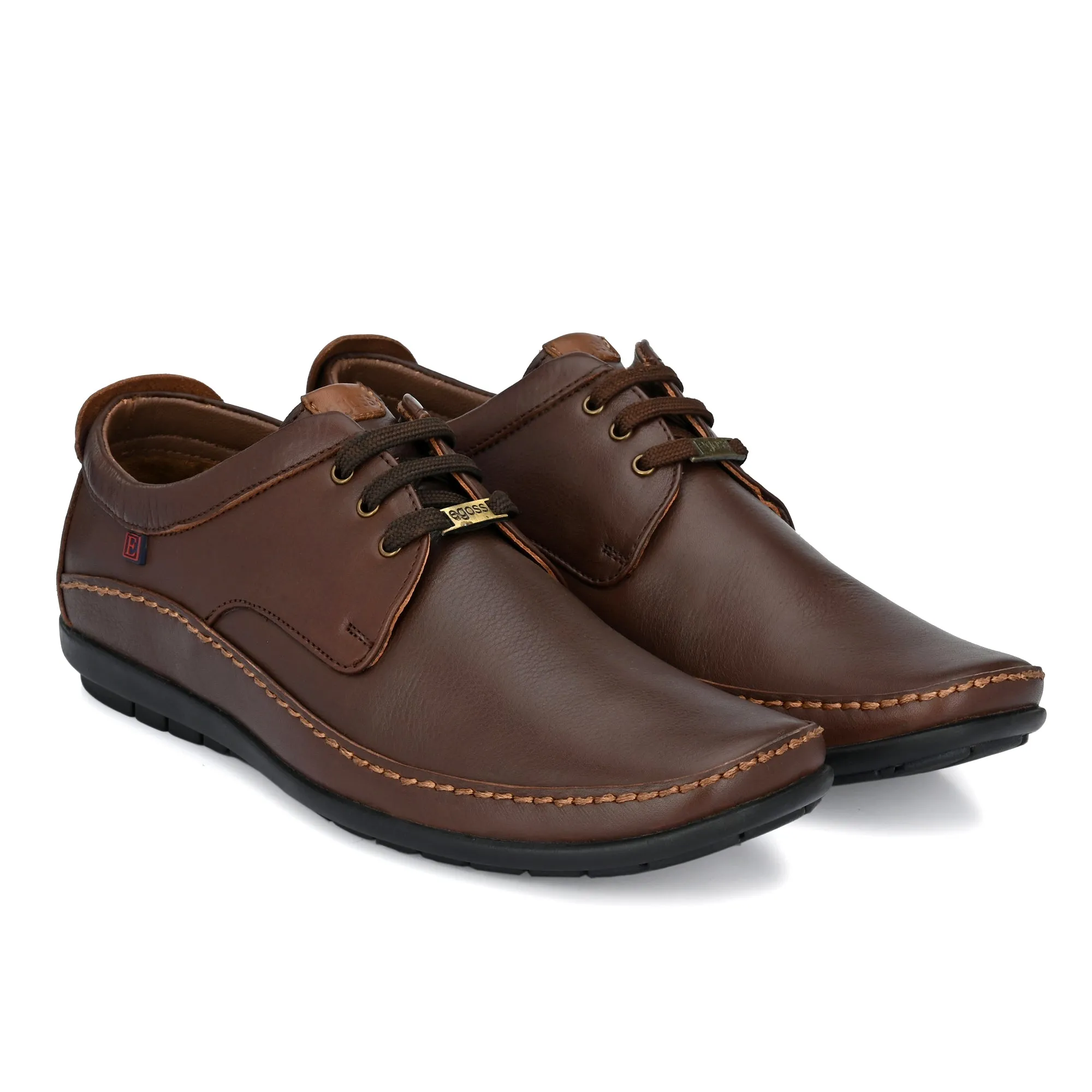 Egoss Leather Casual Lace-Up Shoes For Men