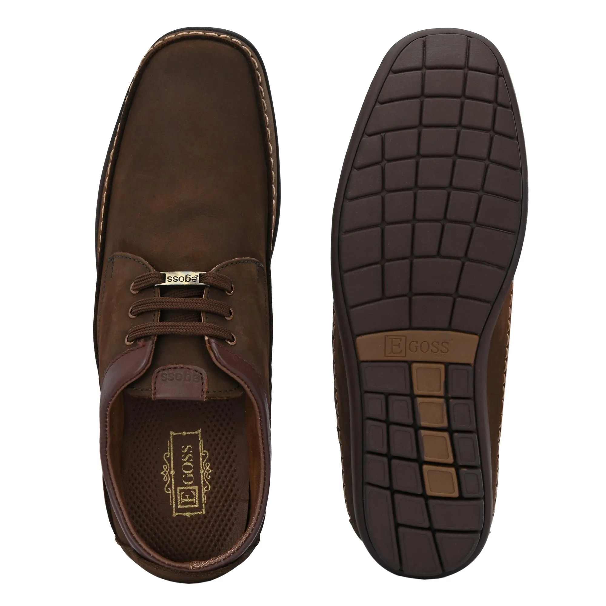 Egoss Leather Casual Lace-Up Shoes For Men