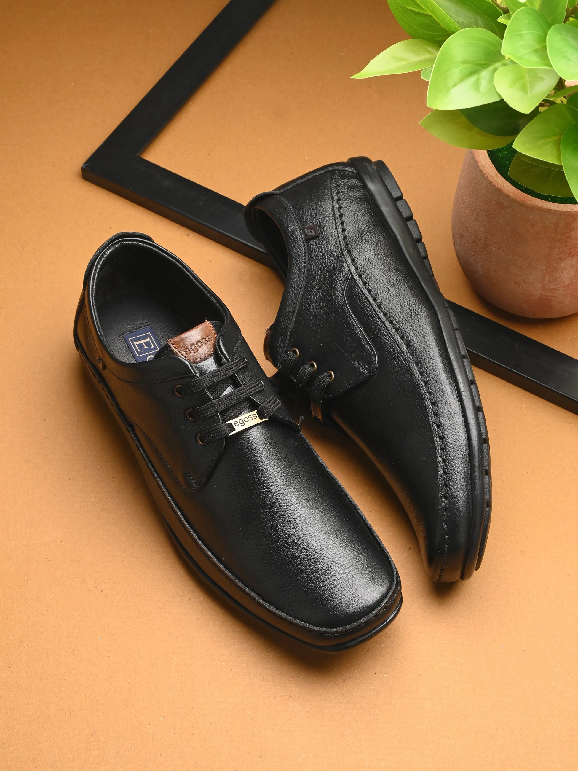 Egoss Leather Casual Lace-Up Shoes For Men