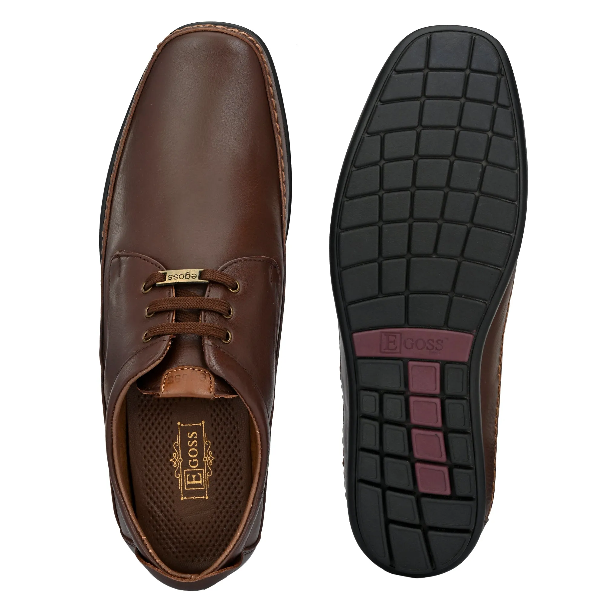 Egoss Leather Casual Lace-Up Shoes For Men