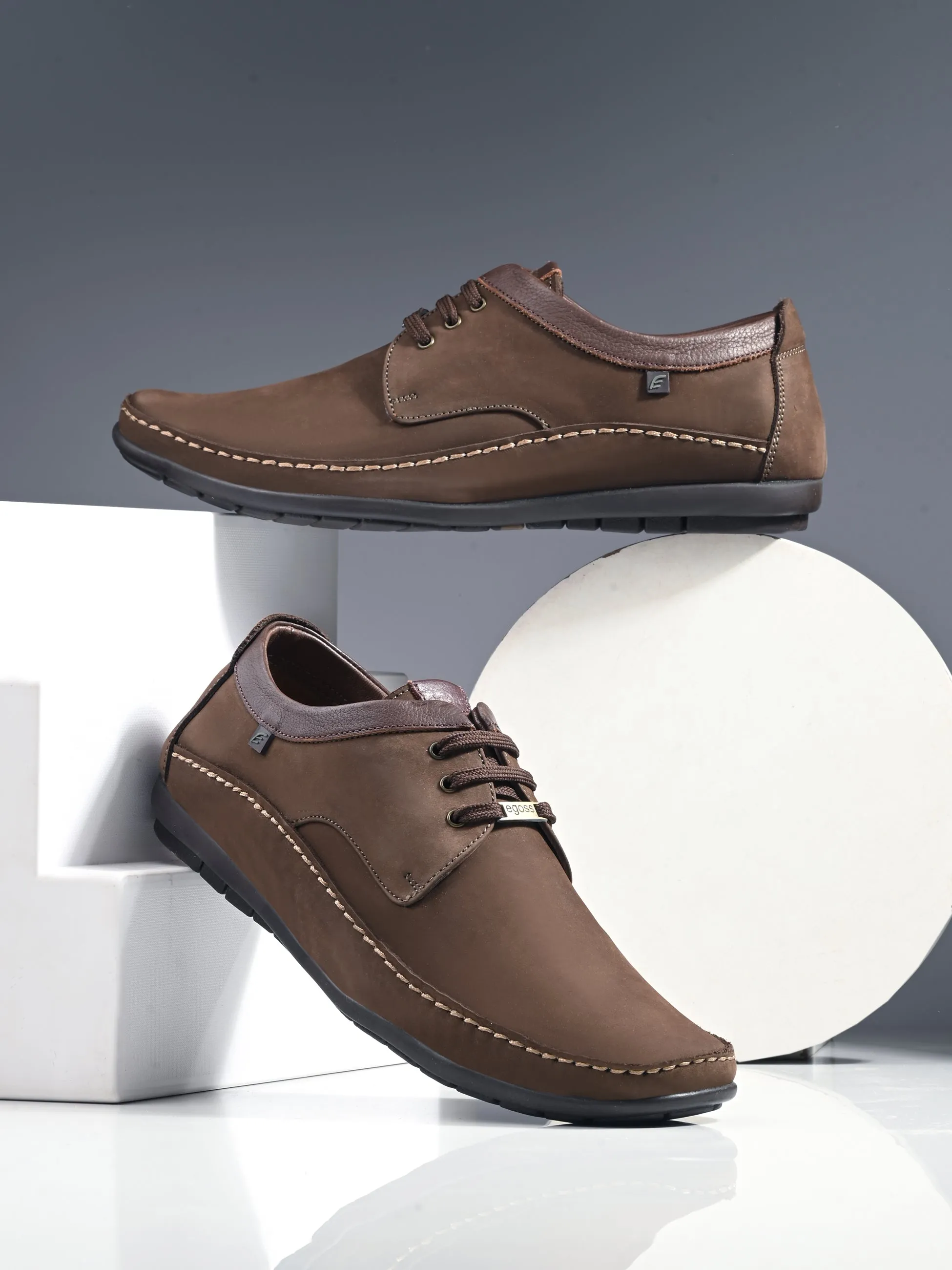 Egoss Leather Casual Lace-Up Shoes For Men