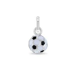 Enamel Soccer Ball Kids / Children's / Girls for Charm Bracelet - Sterling Silver