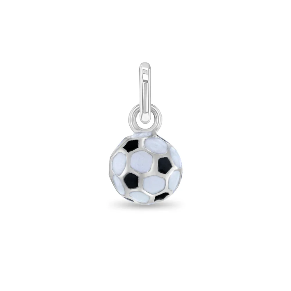 Enamel Soccer Ball Kids / Children's / Girls for Charm Bracelet - Sterling Silver