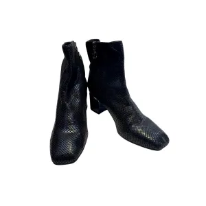 Franco Sarto Black Reptile Pattern Ankle Height Booties