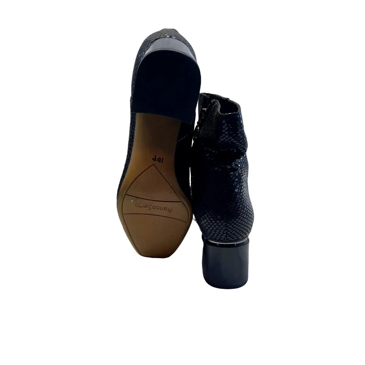 Franco Sarto Black Reptile Pattern Ankle Height Booties
