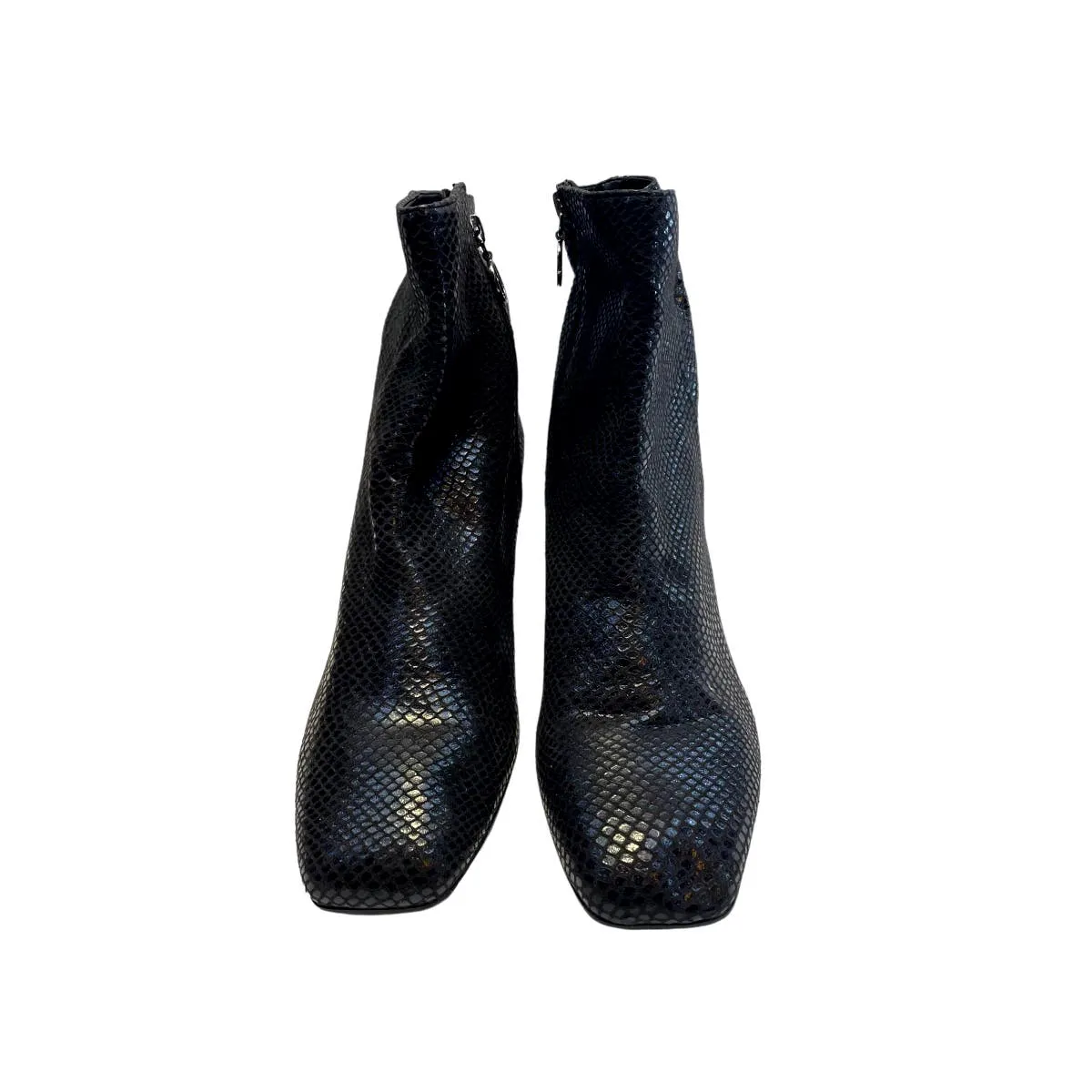 Franco Sarto Black Reptile Pattern Ankle Height Booties