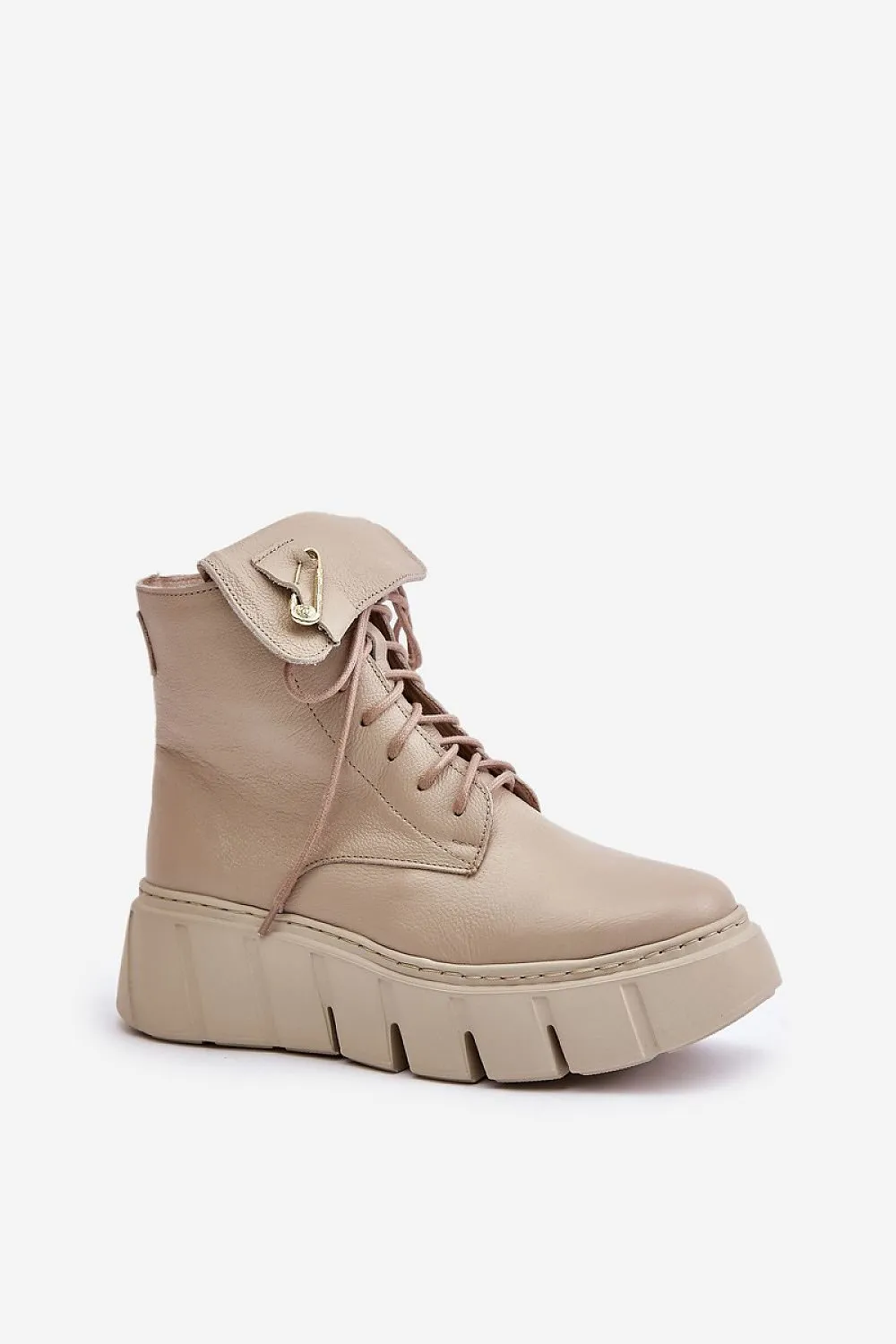 Genuine leather platform boots