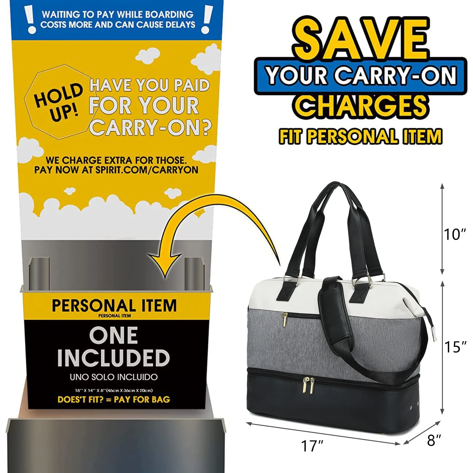 Large Travel Duffle Bag with Shoe Compartment