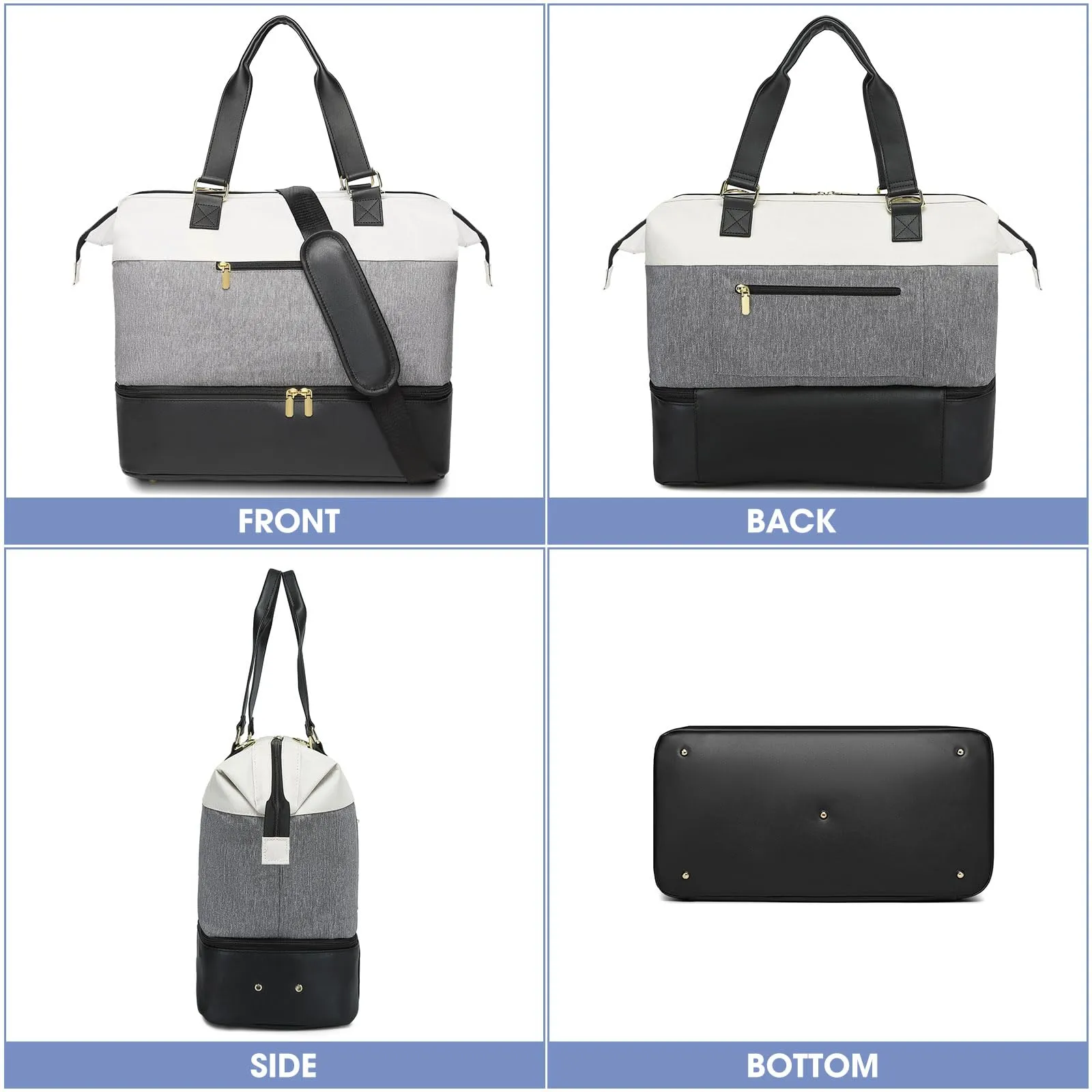 Large Travel Duffle Bag with Shoe Compartment