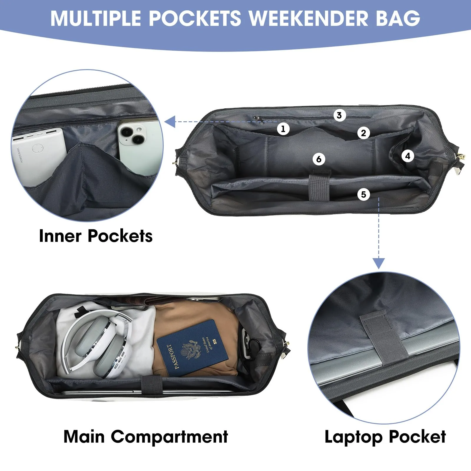 Large Travel Duffle Bag with Shoe Compartment