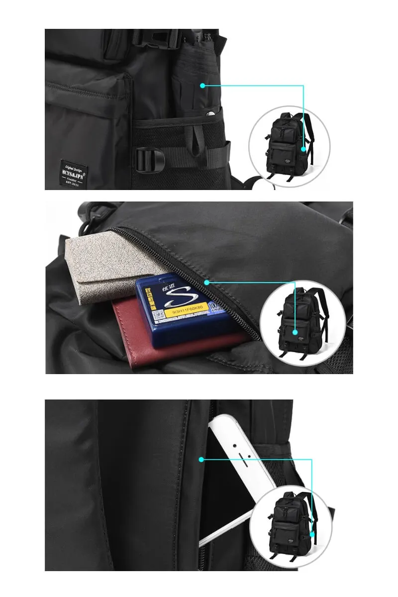 MCYS&JPN Large Black Backpack for Camping, Travel and School