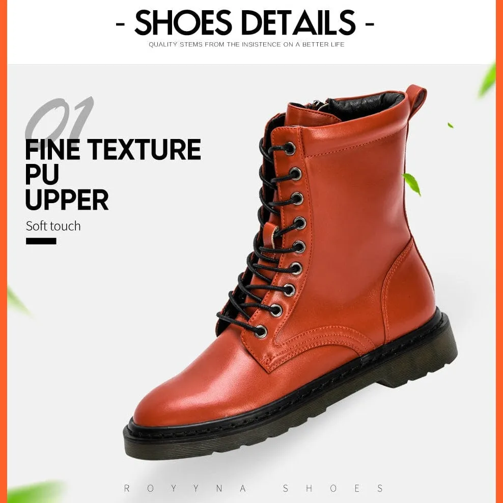 New Designers Ankle Boots | Women Plush Round Toe Lace Up Shoes