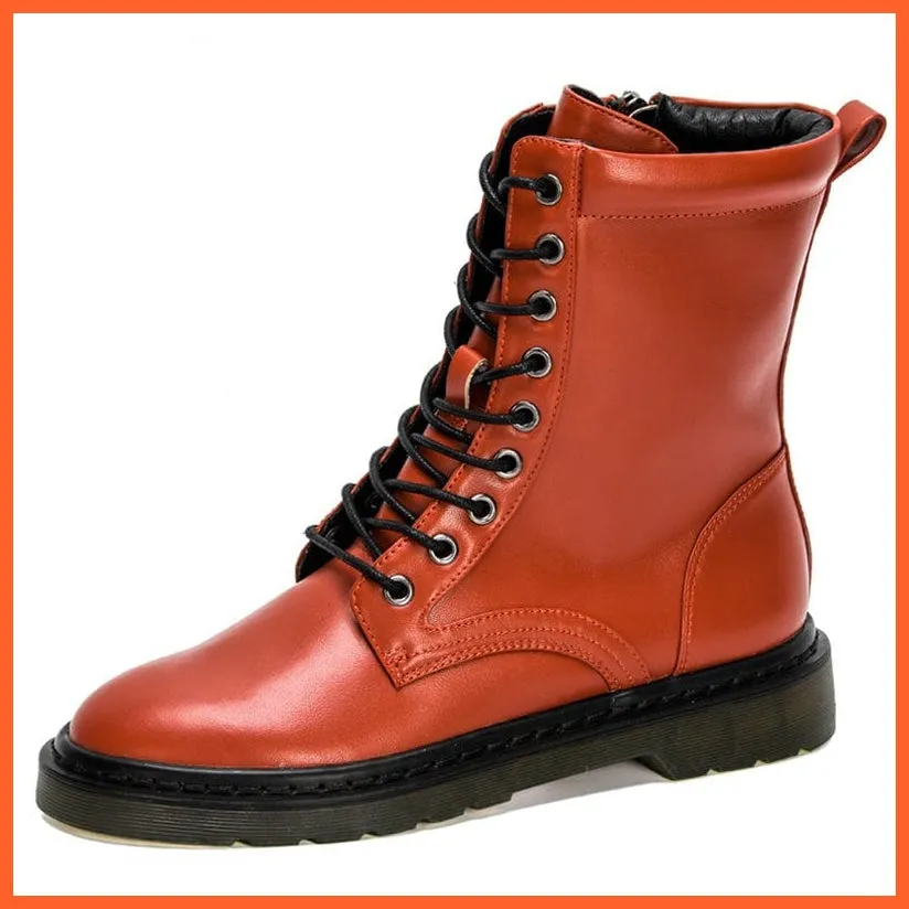 New Designers Ankle Boots | Women Plush Round Toe Lace Up Shoes