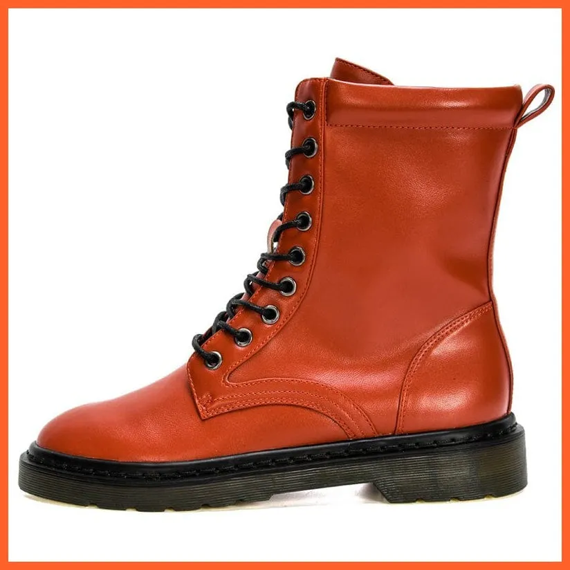 New Designers Ankle Boots | Women Plush Round Toe Lace Up Shoes