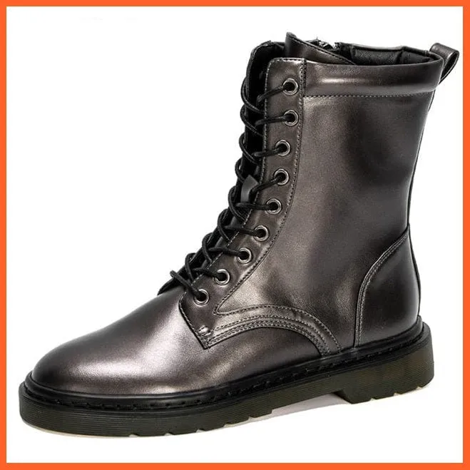New Designers Ankle Boots | Women Plush Round Toe Lace Up Shoes