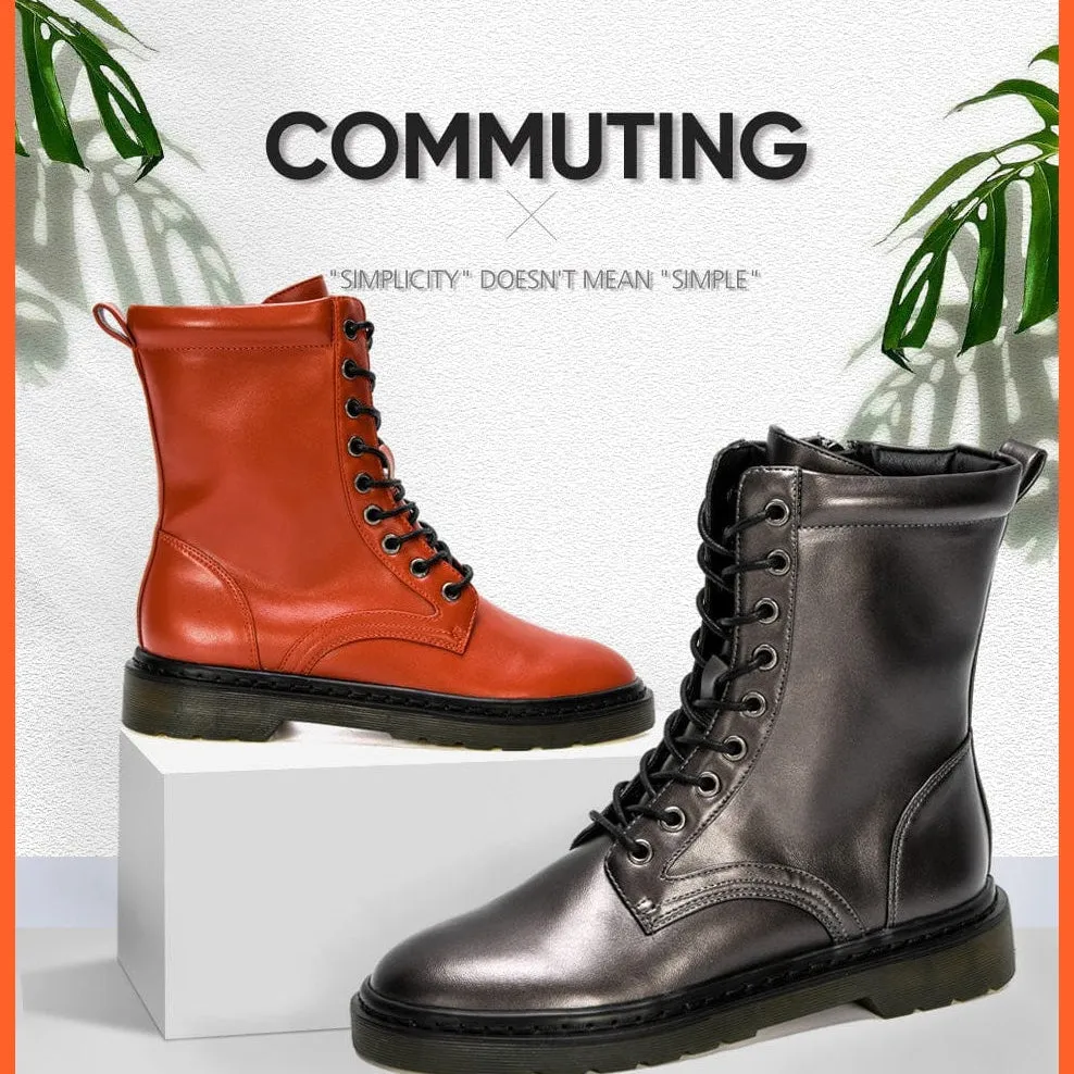 New Designers Ankle Boots | Women Plush Round Toe Lace Up Shoes