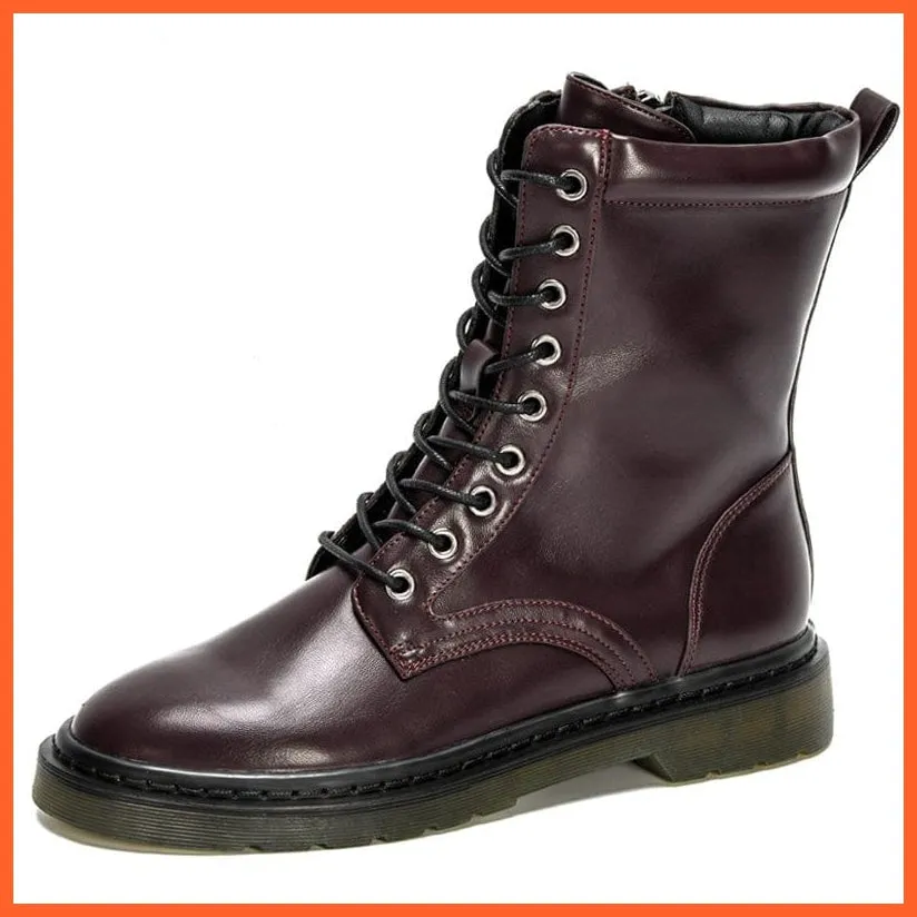 New Designers Ankle Boots | Women Plush Round Toe Lace Up Shoes