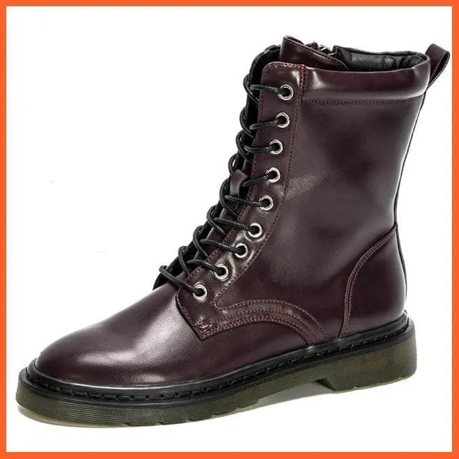 New Designers Ankle Boots | Women Plush Round Toe Lace Up Shoes