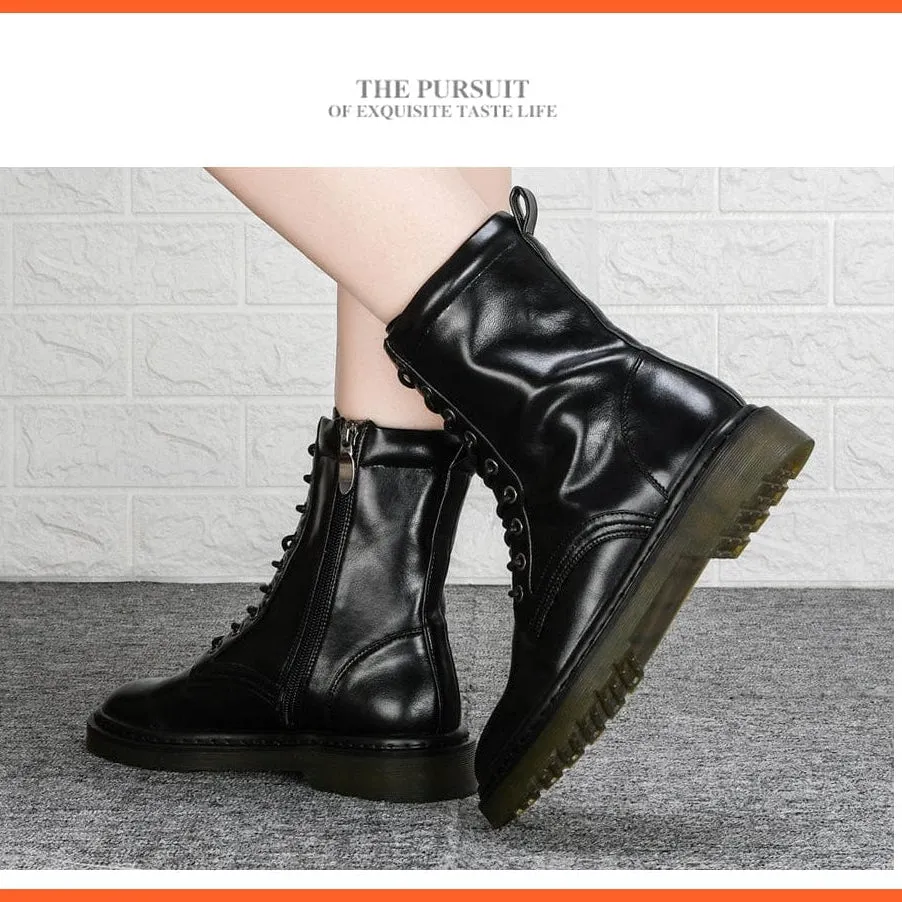 New Designers Ankle Boots | Women Plush Round Toe Lace Up Shoes