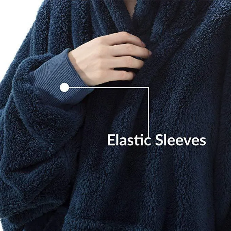 Oversized Fleece Hoodie Sweatshirt – Warm Wearable Blanket with Big Pocket