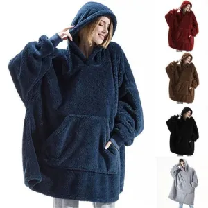 Oversized Fleece Hoodie Sweatshirt – Warm Wearable Blanket with Big Pocket
