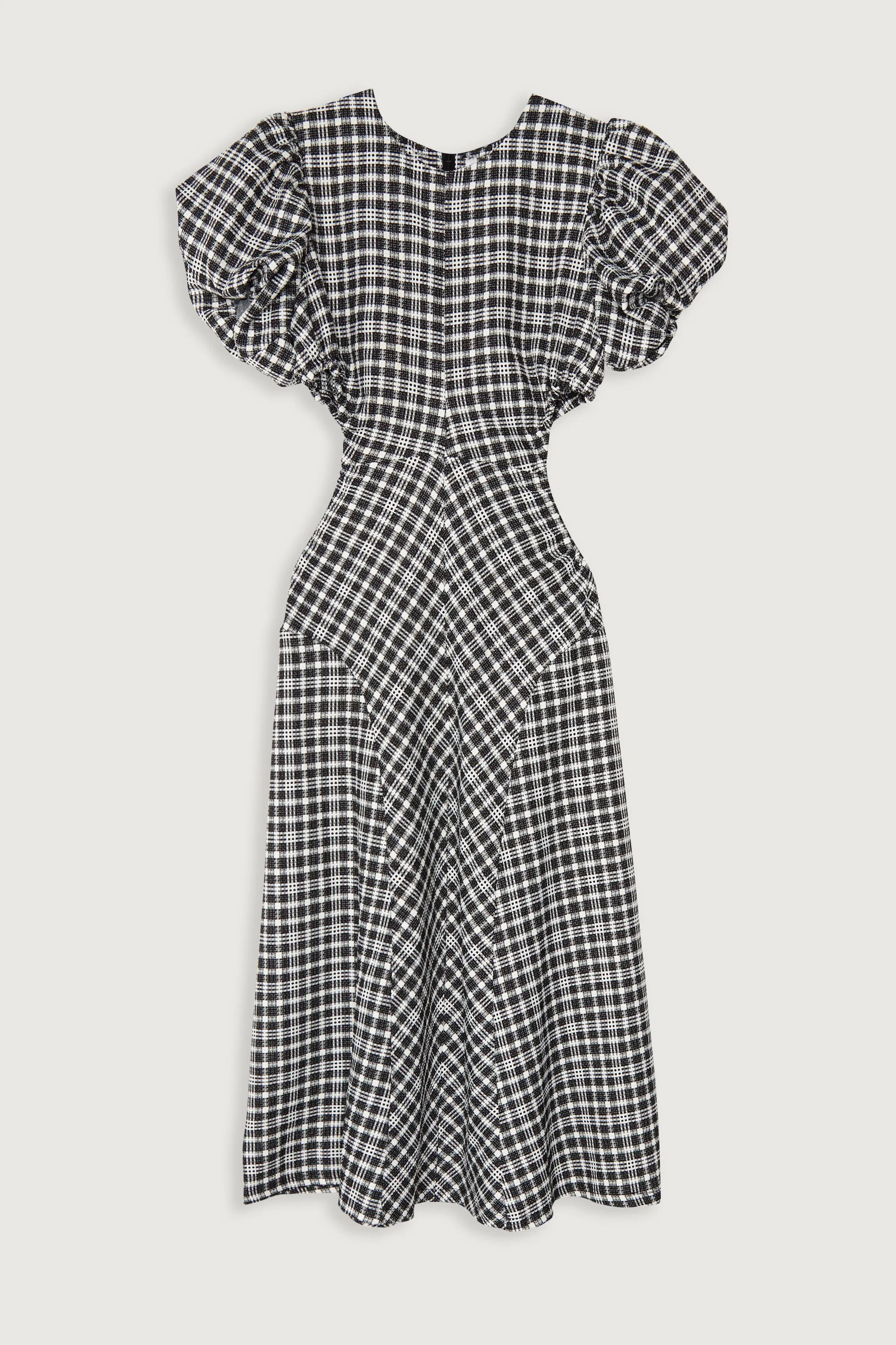 PLAID PUFF SLEEVE DRESS WITH CUTOUTS