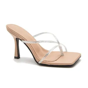 Rhinestone Decor Heel Sandals