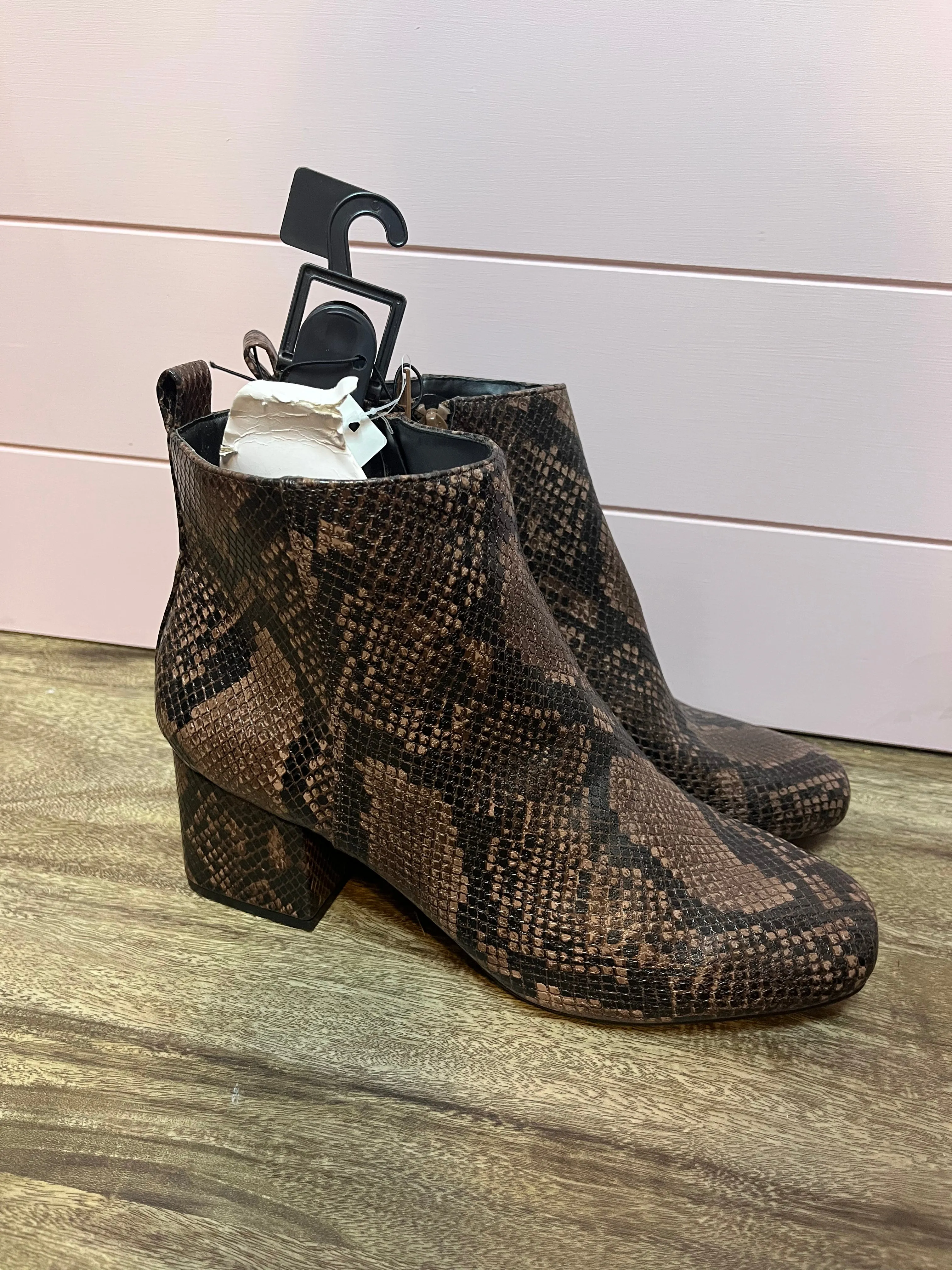 Size 11 NWT Time & Tru Snake Print Block Heel Booties