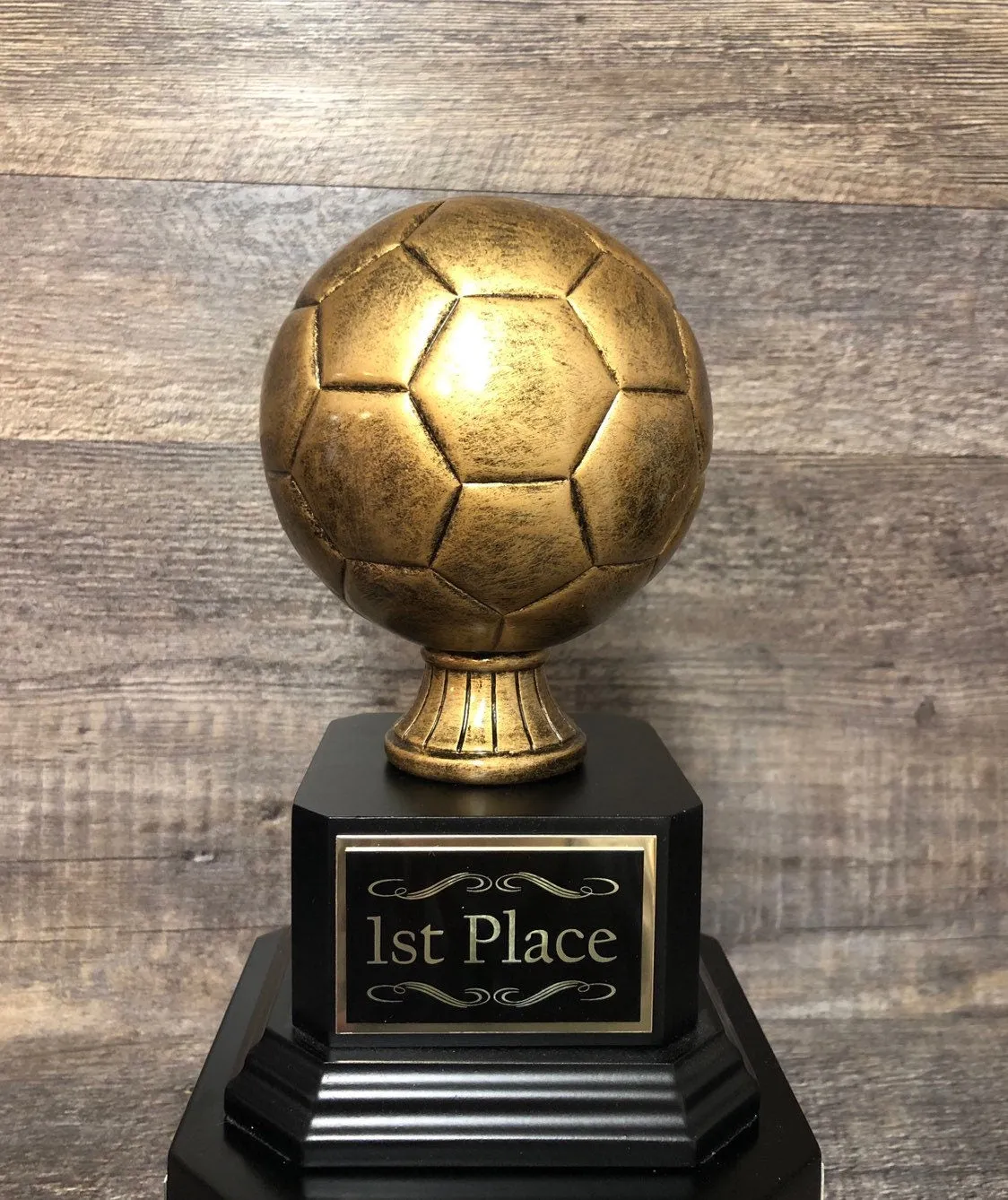 Soccer Trophy Fantasy Soccer Football League Trophy Antique Gold Soccer Ball 6 or 12 Year Perpetual Championship League Award
