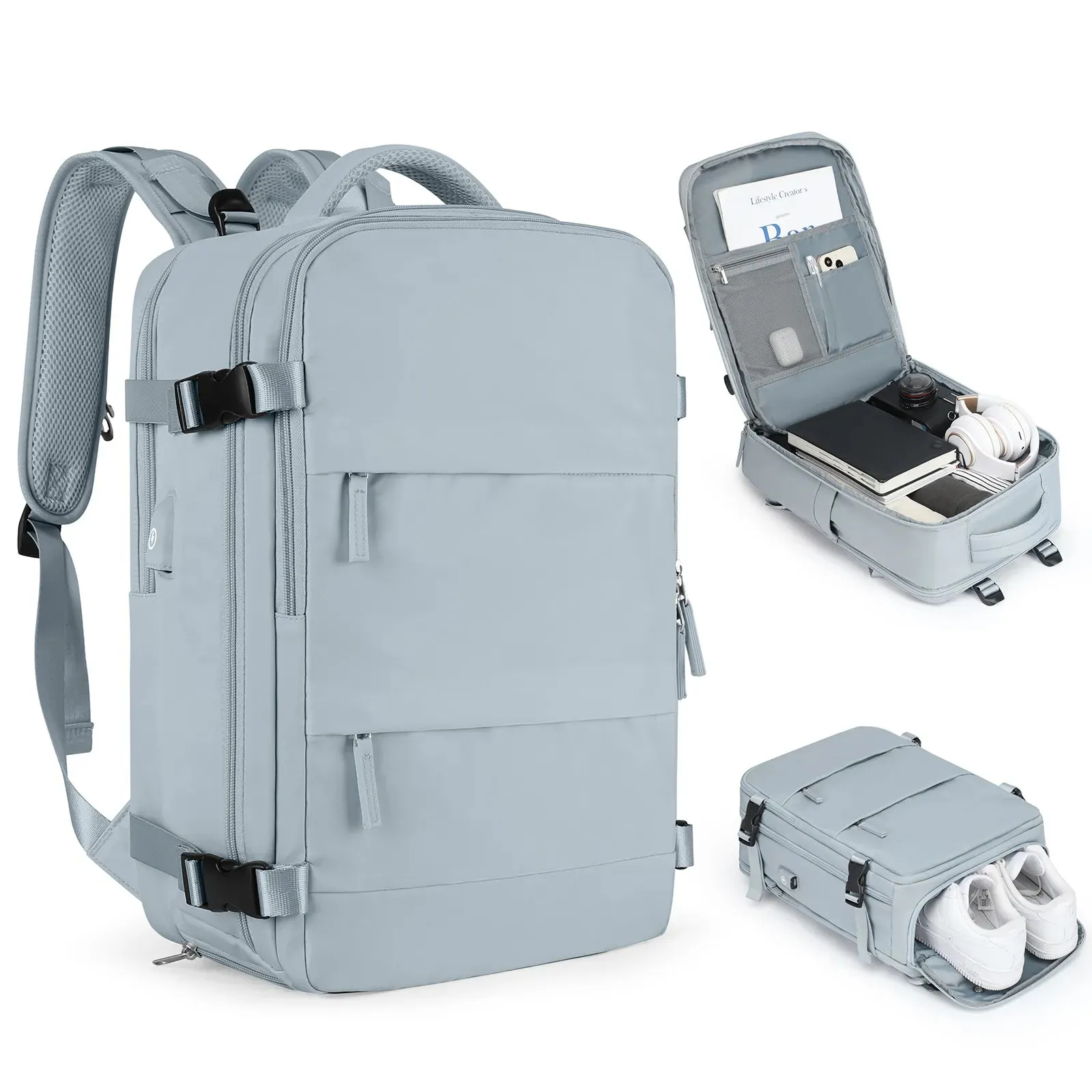 VoyagePro Waterproof Travel Backpack | Shoe Compartment | Anti-Theft Pockets | 37L   30L