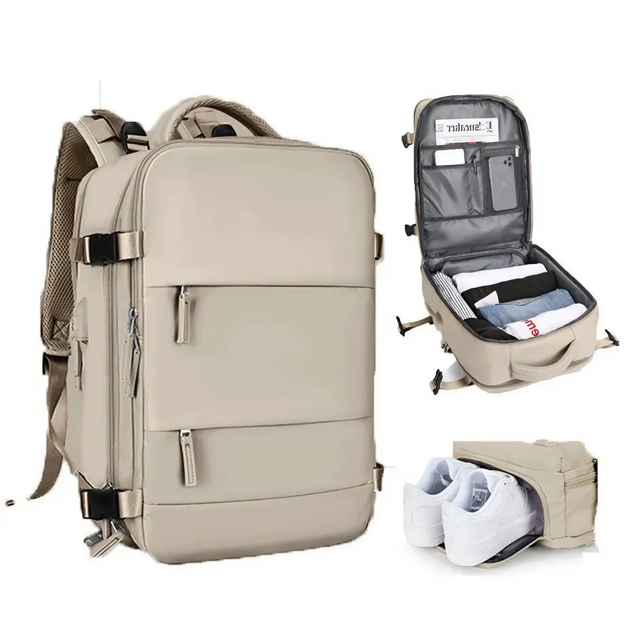 VoyagePro Waterproof Travel Backpack | Shoe Compartment | Anti-Theft Pockets | 37L   30L