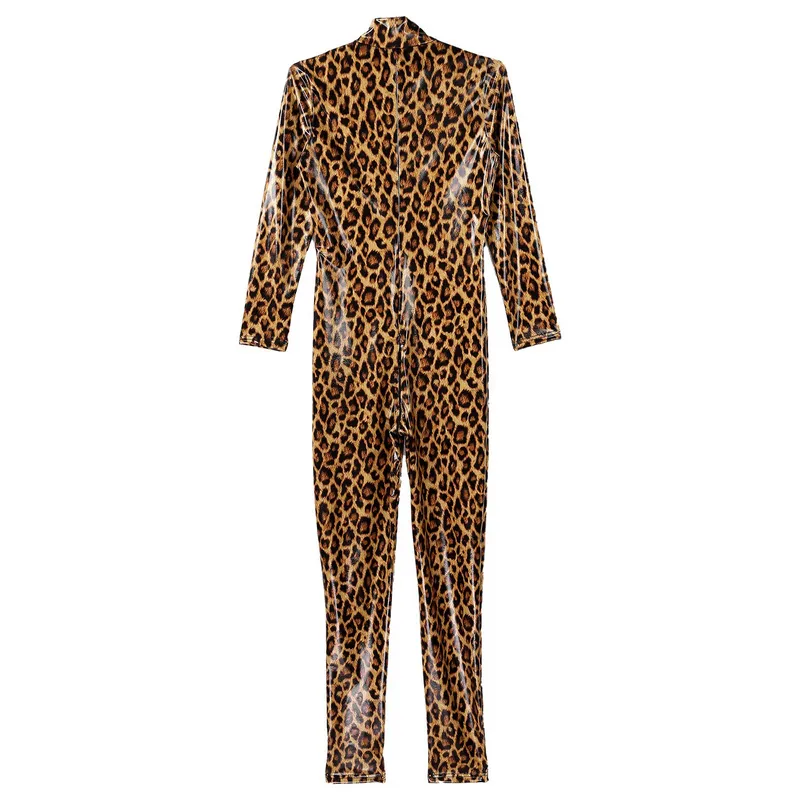 Women's Leopard Print Catsuit / One-Piece Long Sleeve Bodysuit / Sexy Slim-Fit Outfits