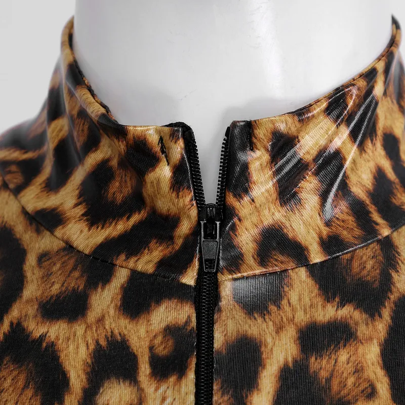 Women's Leopard Print Catsuit / One-Piece Long Sleeve Bodysuit / Sexy Slim-Fit Outfits
