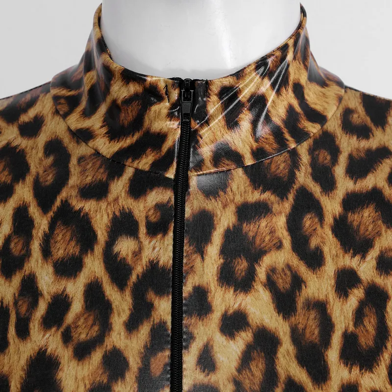 Women's Leopard Print Catsuit / One-Piece Long Sleeve Bodysuit / Sexy Slim-Fit Outfits