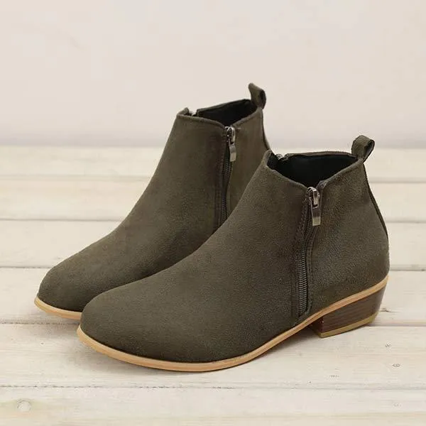 Women'S Side Zipper Chunky Heel Ankle Boots 60741187C