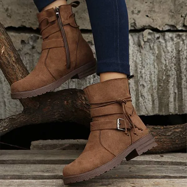 Women'S Vintage Side Zip Round Toe Booties 09979971C