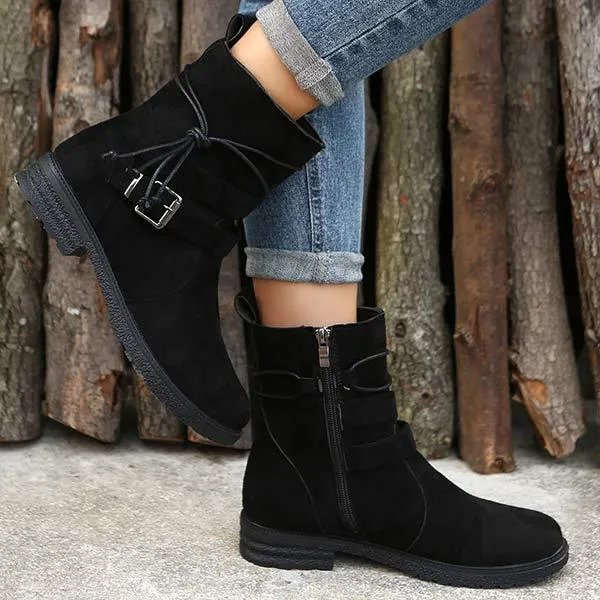 Women'S Vintage Side Zip Round Toe Booties 09979971C
