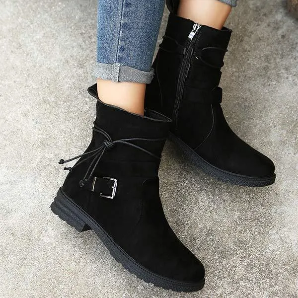 Women'S Vintage Side Zip Round Toe Booties 09979971C