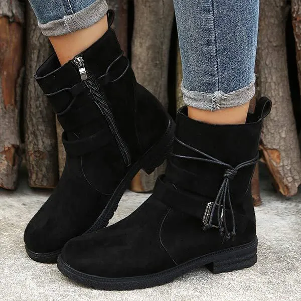 Women'S Vintage Side Zip Round Toe Booties 09979971C